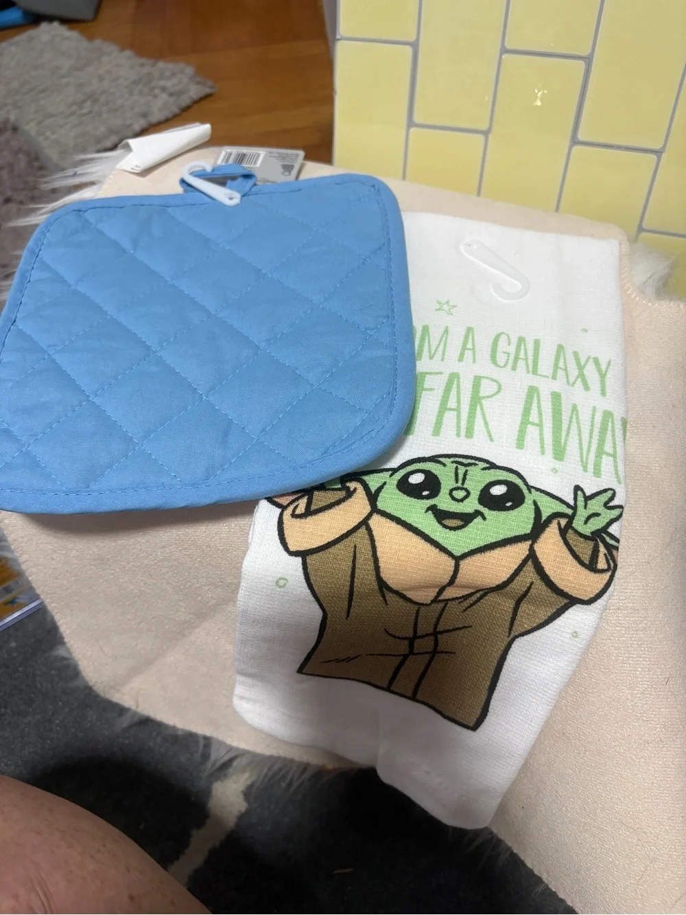 Star Wars Grogu Kids Pot Holder and Tea Towel Set - Green & Blue
